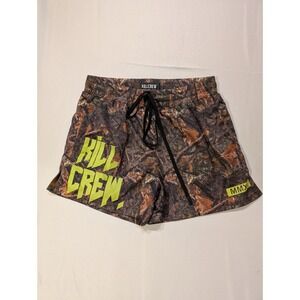 Kill Crew Mens XL Camouflage Gym Shorts Workout Brown Neon Yellow MMXX Summer